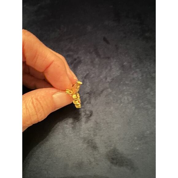 Vintage Eagle Gold Tone Pin Brooch Red White Blue‎ Rhinestones Patriotic - Picture 6 of 10